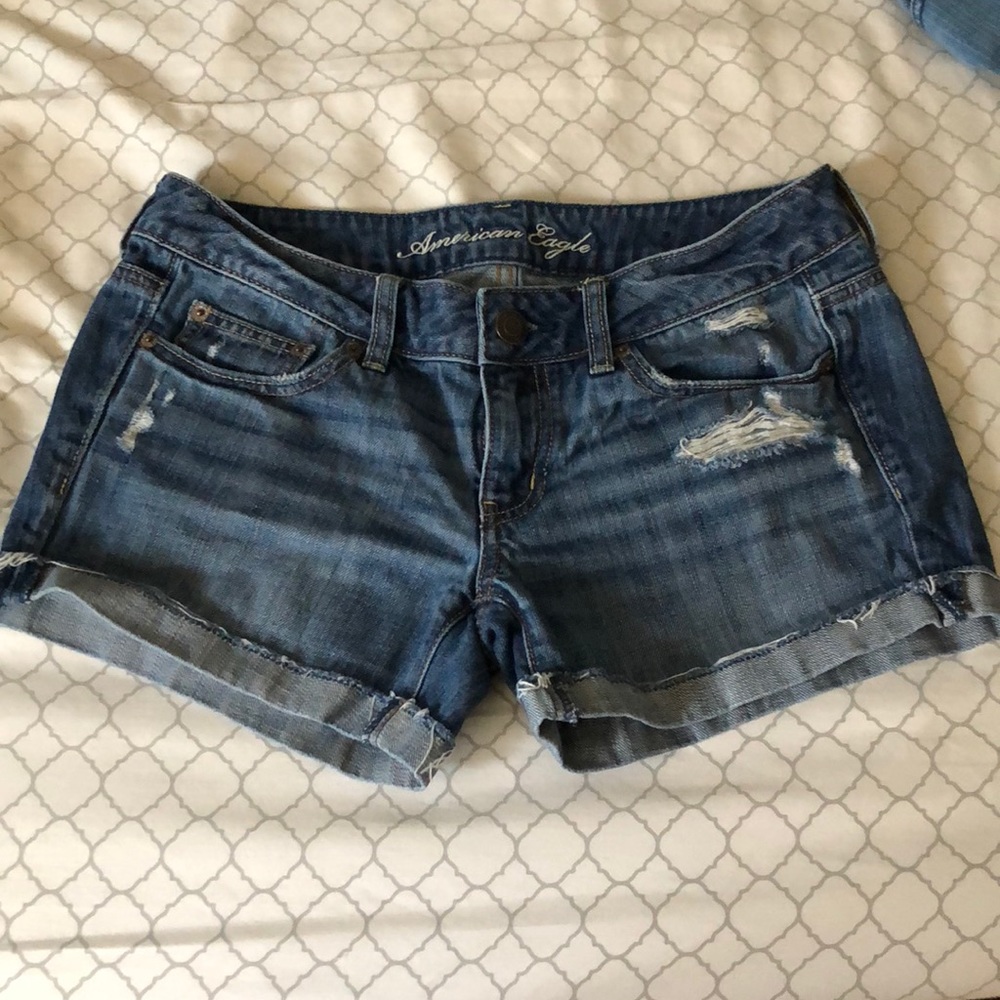 Denim shorts. 6